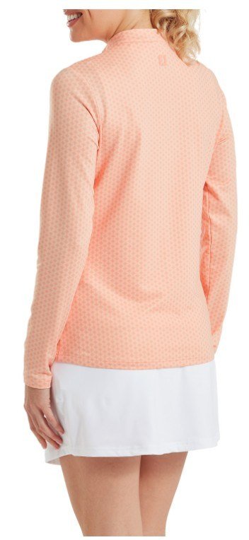 FootJoy Midlayer Full Zip Printed Sleeve women's sweatshirt, desert peach