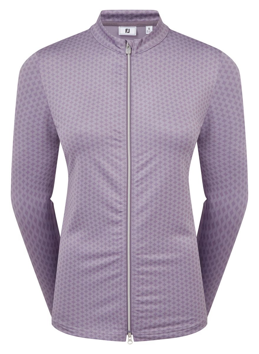 FootJoy Midlayer Full Zip Printed Sleeve ladies sweatshirt, dusty violet