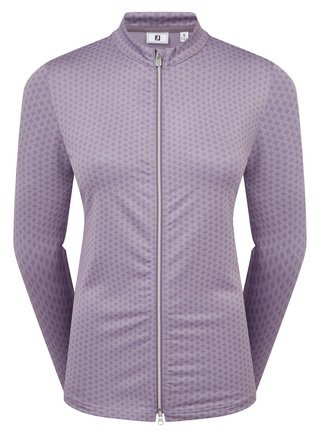 FootJoy Midlayer Full Zip Printed Sleeve ladies sweatshirt, dusty violet