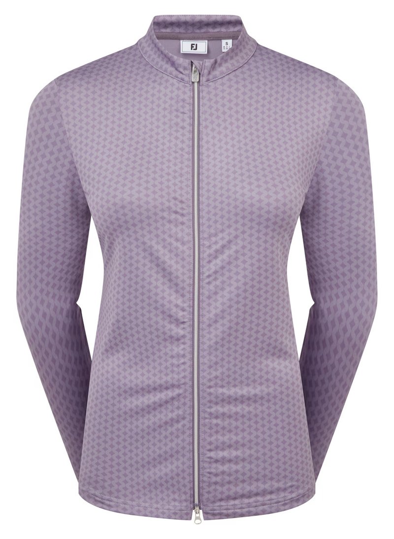 FootJoy Midlayer Full Zip Printed Sleeve ladies sweatshirt, dusty violet