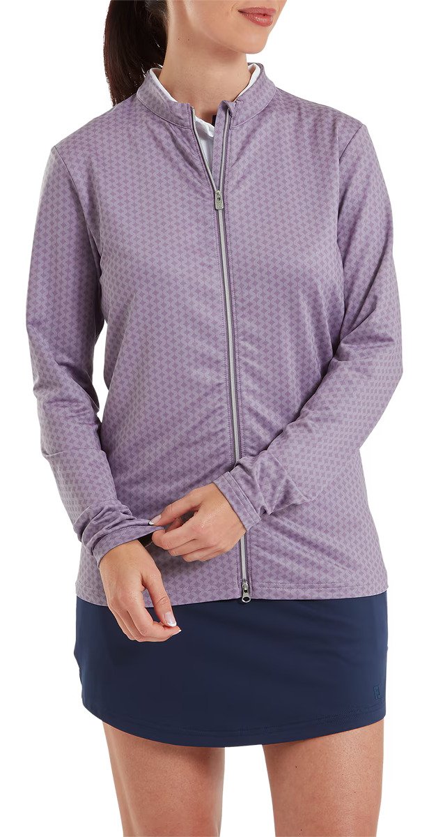 FootJoy Midlayer Full Zip Printed Sleeve ladies sweatshirt, dusty violet