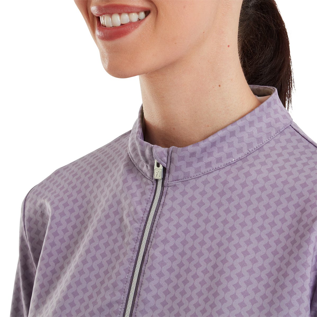 FootJoy Midlayer Full Zip Printed Sleeve ladies sweatshirt, dusty violet