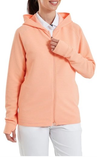FootJoy Full-Zip Ottoman Hoodie women's sweatshirt, desert peach