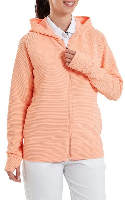 FootJoy Full-Zip Ottoman Hoodie women's sweatshirt, desert peach