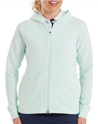 FootJoy Full-Zip Ottoman Hoodie women's sweatshirt, glacial blue