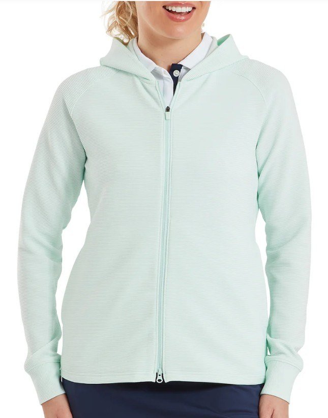 FootJoy Full-Zip Ottoman Hoodie women's sweatshirt, glacial blue