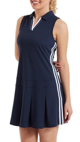 FootJoy Pleated ladies dress, navy/white