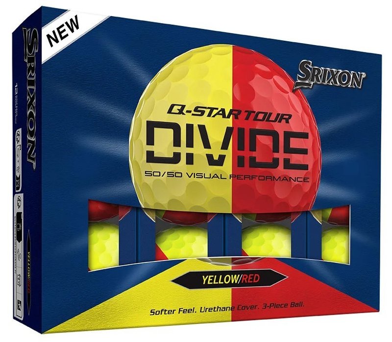 Srixon Q-Star Tour Divide golf balls, yellow/red