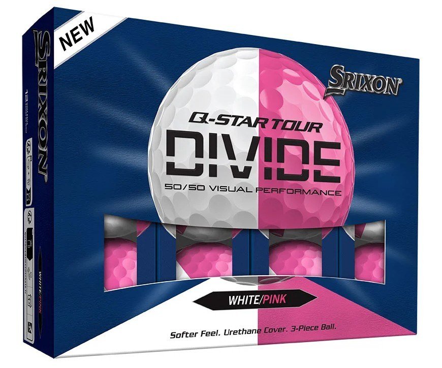 Srixon Q-Star Tour Divide golf balls, white/pink