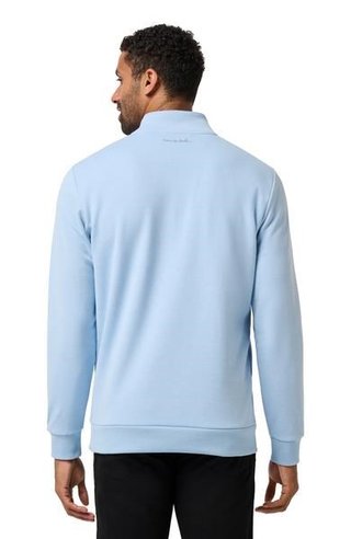 Travis Mathew Cloud Quarter Zip 2.0 men's pullover, heather powder blue