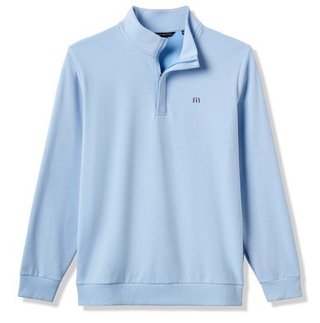 Travis Mathew Cloud Quarter Zip 2.0 men's pullover, heather powder blue