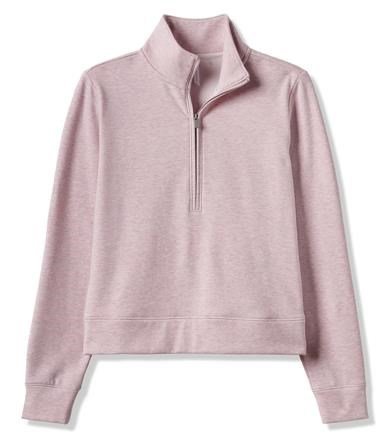 Travis Mathew Cloud Fleece Half-Zip women's sweatshirt, heather violet ice