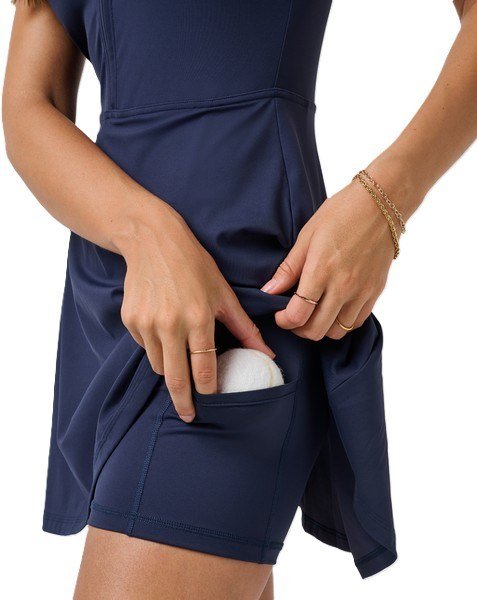 Travis Mathew Moveknit Sleeveless women's dress, navy blazer