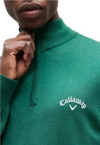 Callaway 1/4 Zip Mock men's sweater, deep galapagos green