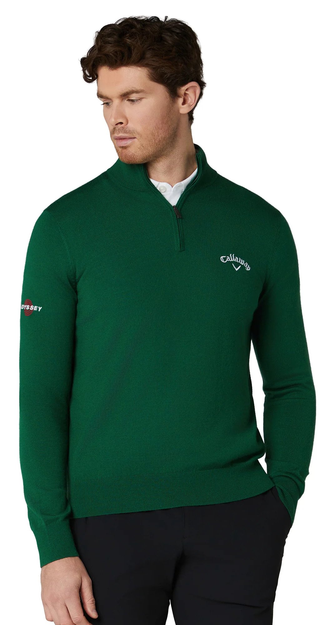 Callaway 1/4 Zip Mock men's sweater, deep galapagos green
