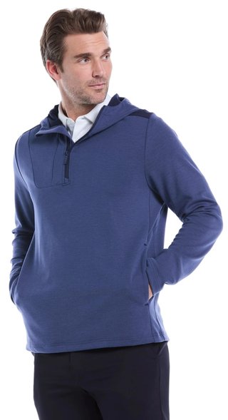 Callaway Soft Touch 1/4 Zip Premium men's hoodie, heather peacoat