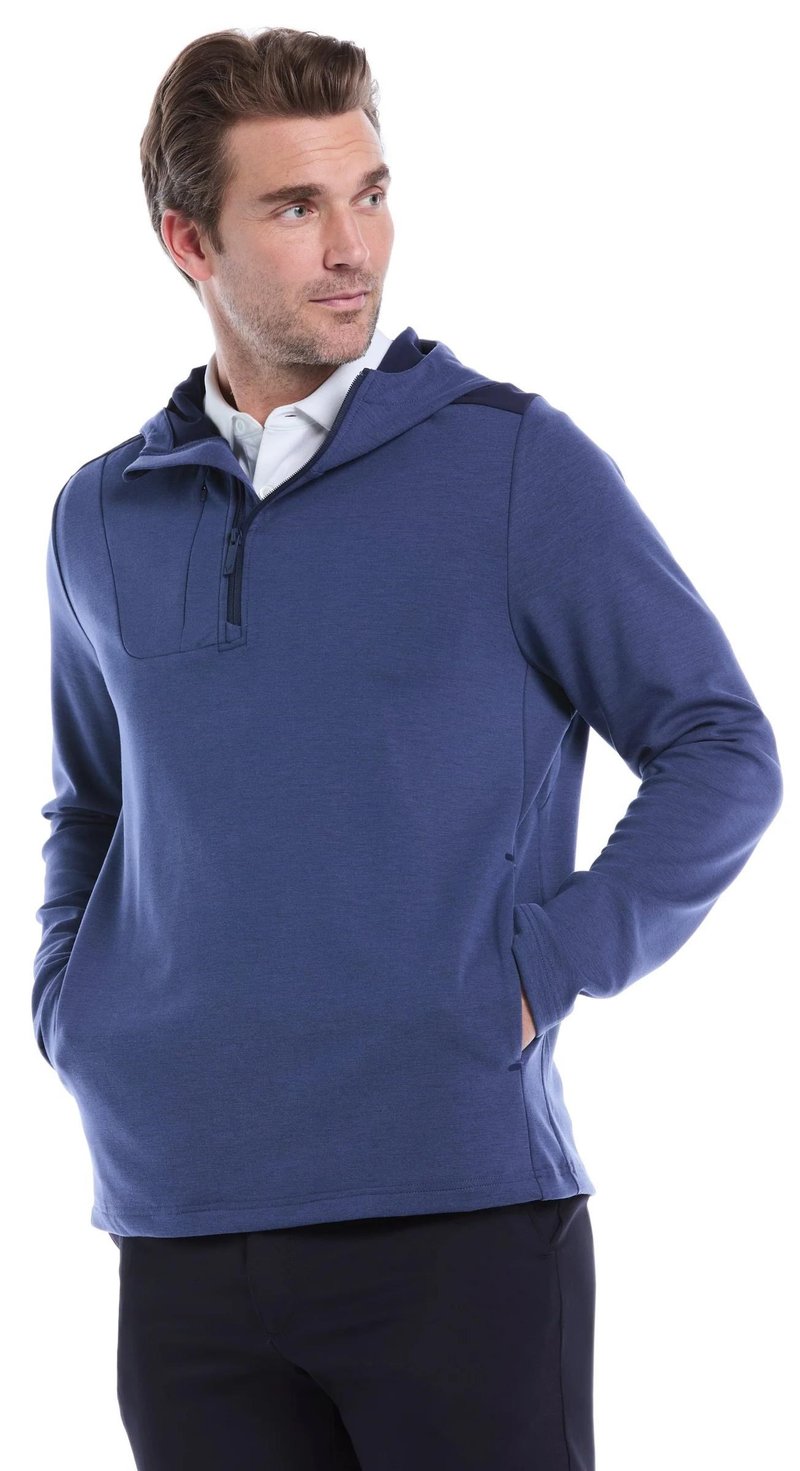 Callaway Soft Touch 1/4 Zip Premium men's hoodie, heather peacoat