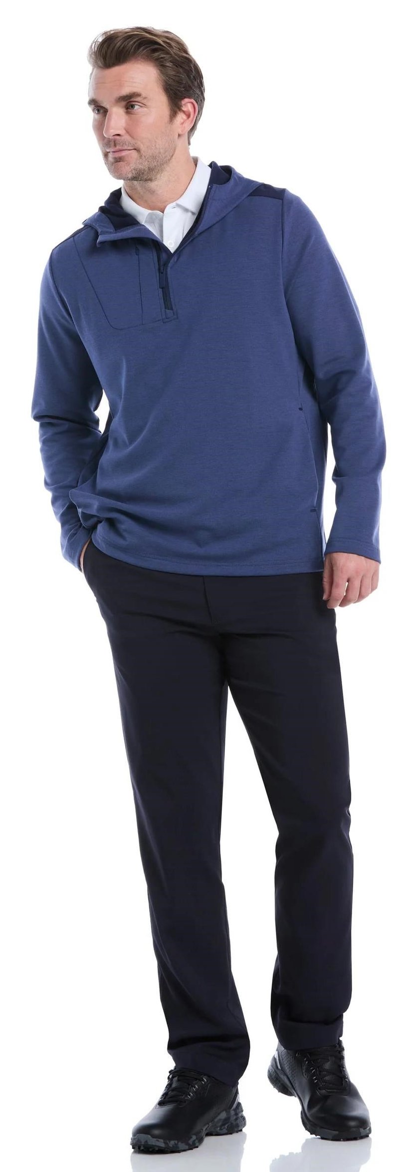 Callaway Soft Touch 1/4 Zip Premium men's hoodie, heather peacoat