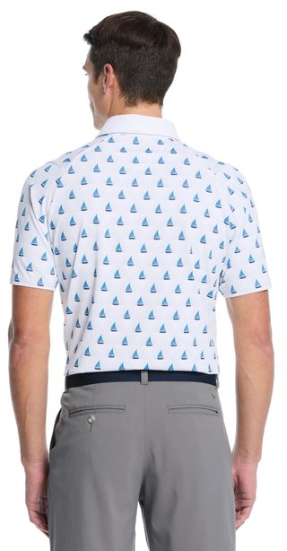 Callaway Sailboat Sunset Geo Print men's polo, bright white