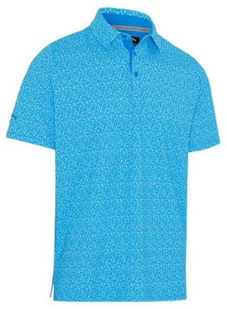 Callaway Tile Gingham Print men's polo, brilliant blue
