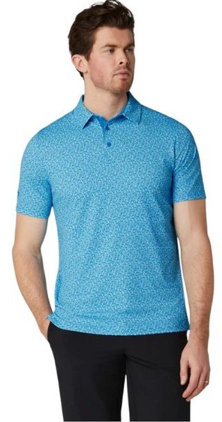 Callaway Tile Gingham Print men's polo, brilliant blue