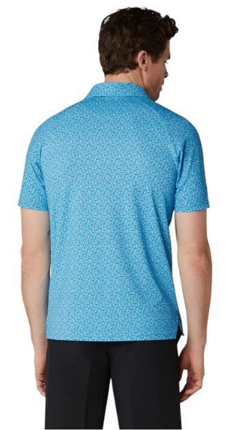 Callaway Tile Gingham Print men's polo, brilliant blue
