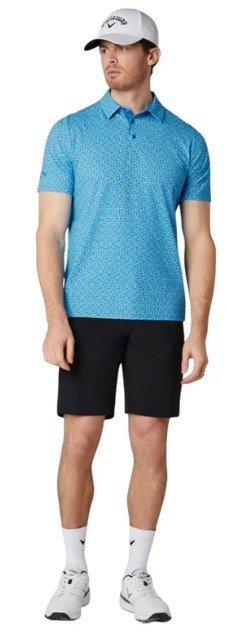 Callaway Tile Gingham Print men's polo, brilliant blue