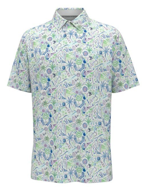 Callaway Nautical Conversational Print men's polo, white