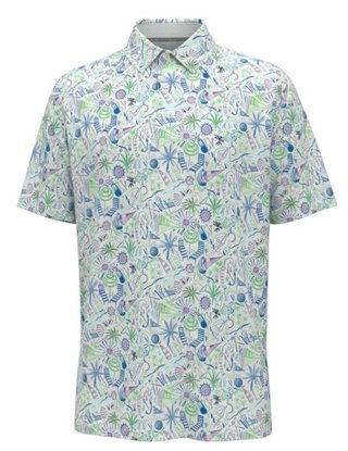 Callaway Nautical Conversational Print men's polo, white