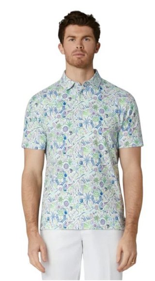 Callaway Nautical Conversational Print men's polo, white
