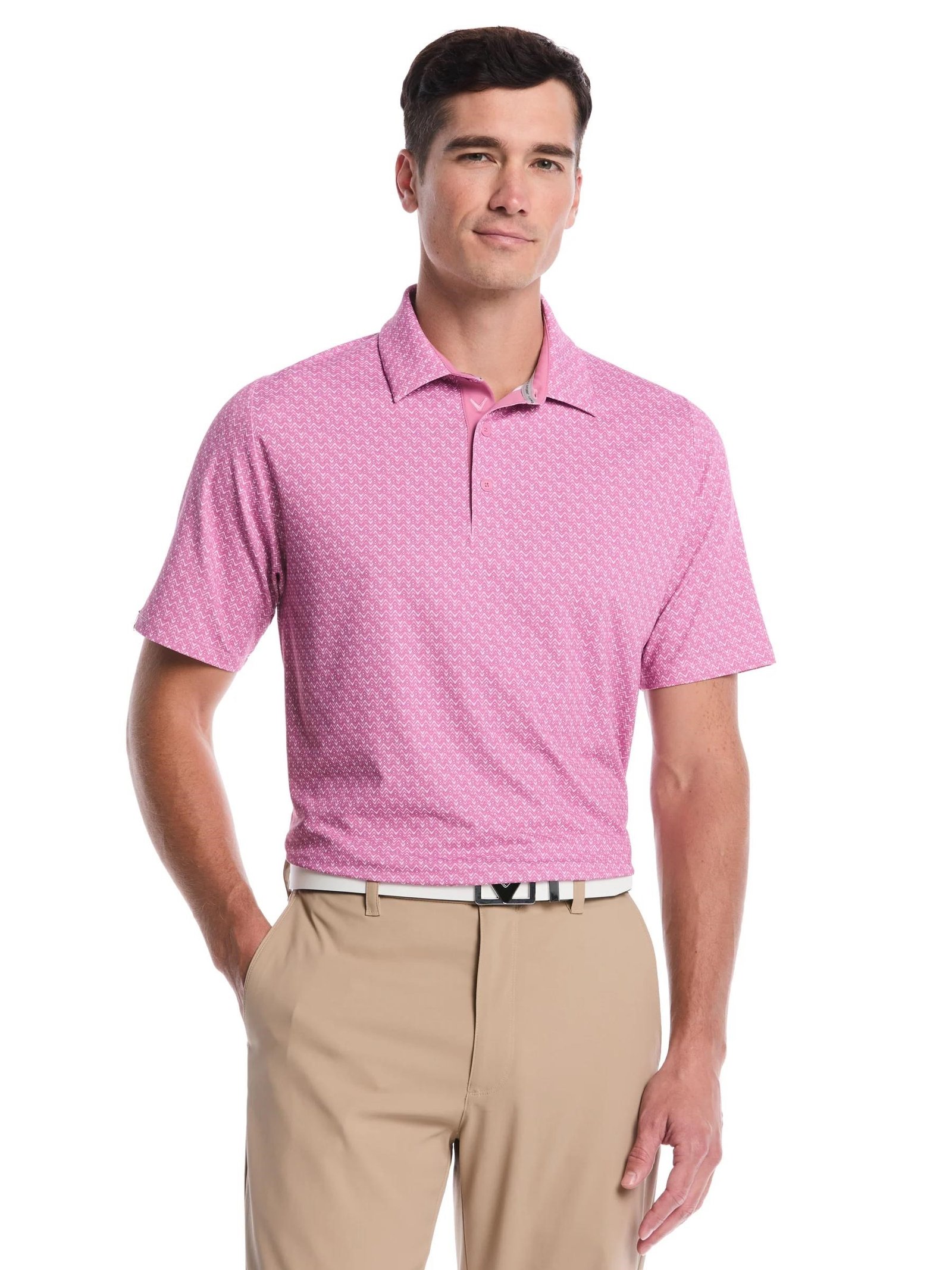 Callaway Timeless Chev men's polo, rose boquet