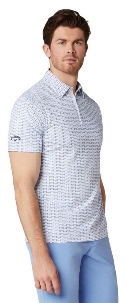 Callaway Albatross Geo Print men's polo, bright white