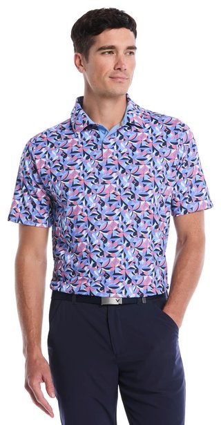 Callaway Dogwood Floral Geo men's polo, vista blue