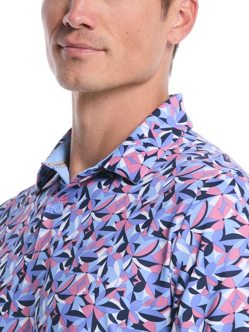 Callaway Dogwood Floral Geo men's polo, vista blue