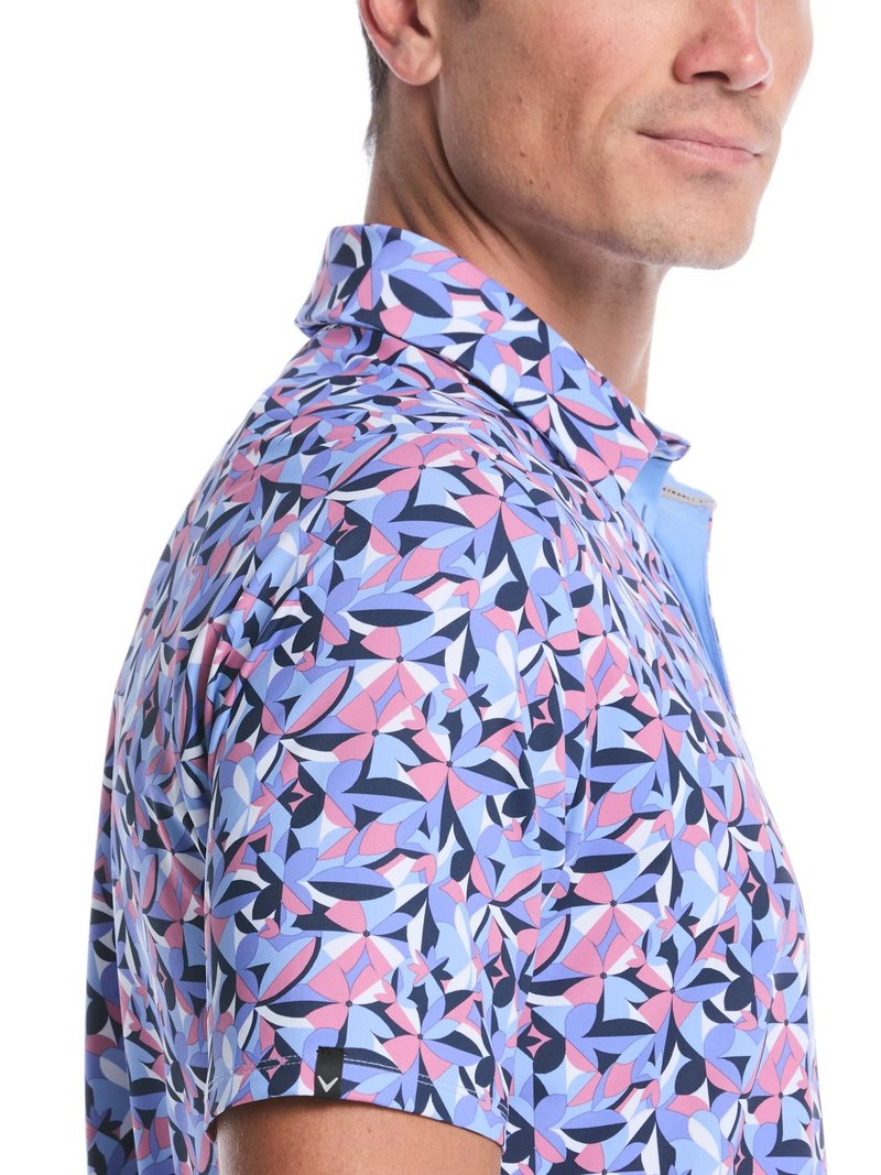 Callaway Dogwood Floral Geo men's polo, vista blue