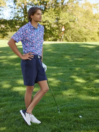 Callaway Dogwood Floral Geo men's polo, vista blue