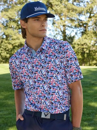 Callaway Dogwood Floral Geo men's polo, vista blue