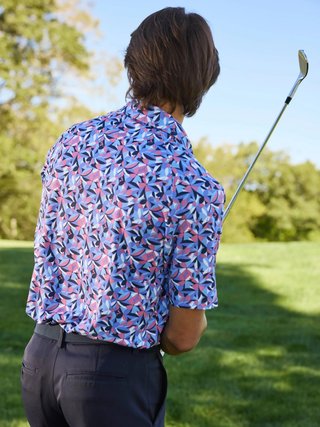 Callaway Dogwood Floral Geo men's polo, vista blue