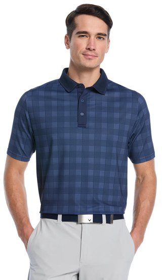 Callaway ChevPlaid Print men's polo, navy