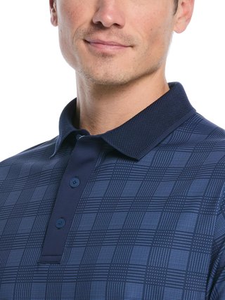 Callaway ChevPlaid Print men's polo, navy