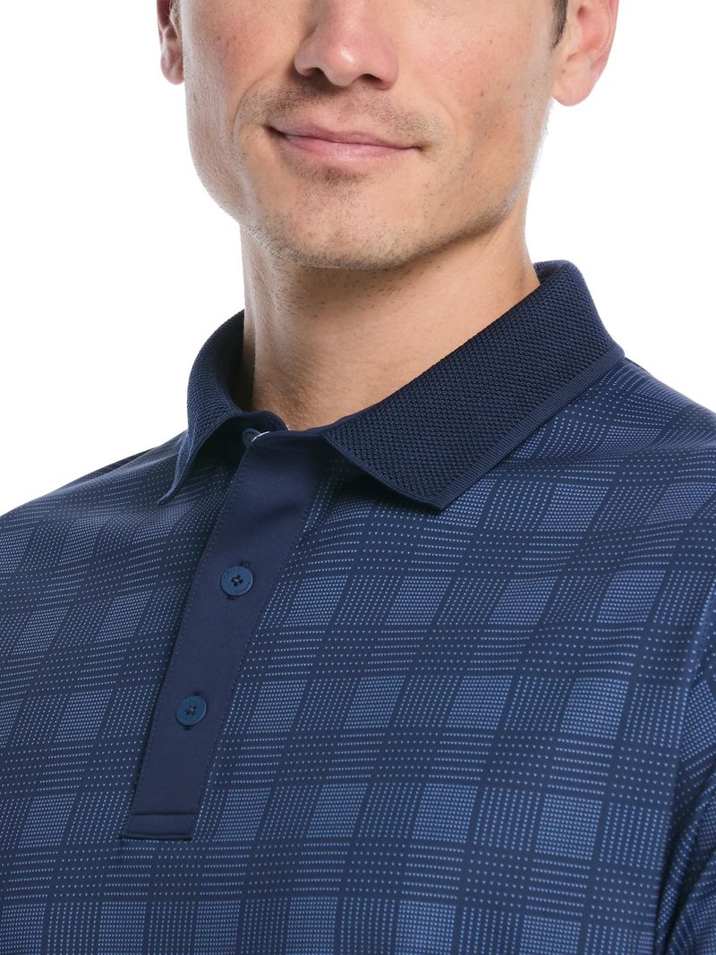 Callaway ChevPlaid Print men's polo, navy
