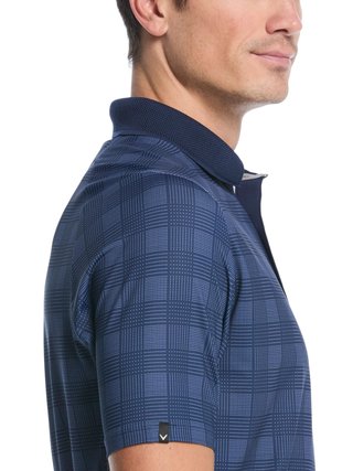 Callaway ChevPlaid Print men's polo, navy