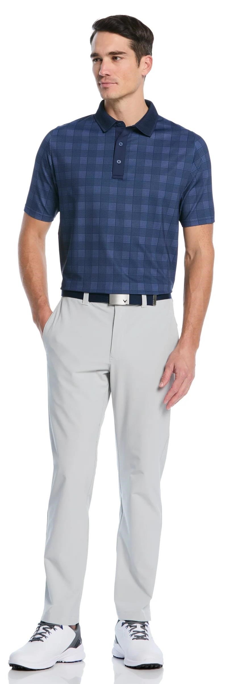 Callaway ChevPlaid Print men's polo, navy