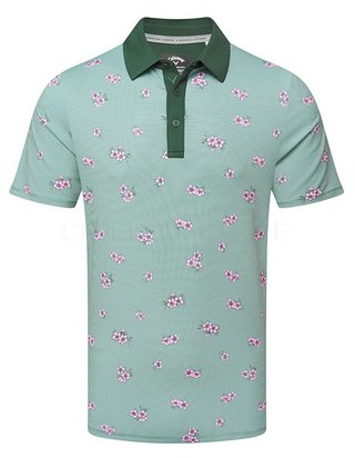 Callaway Azalea Gingham men's polo, galapagos green
