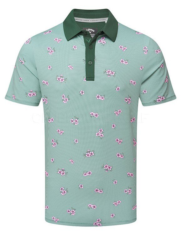 Callaway Azalea Gingham men's polo, galapagos green