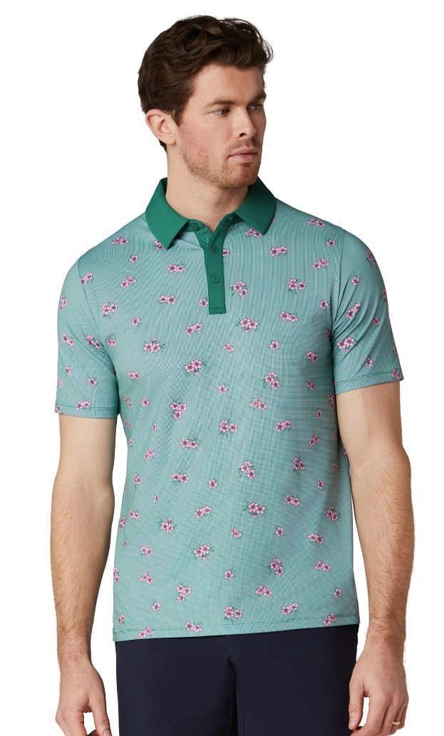 Callaway Azalea Gingham men's polo, galapagos green