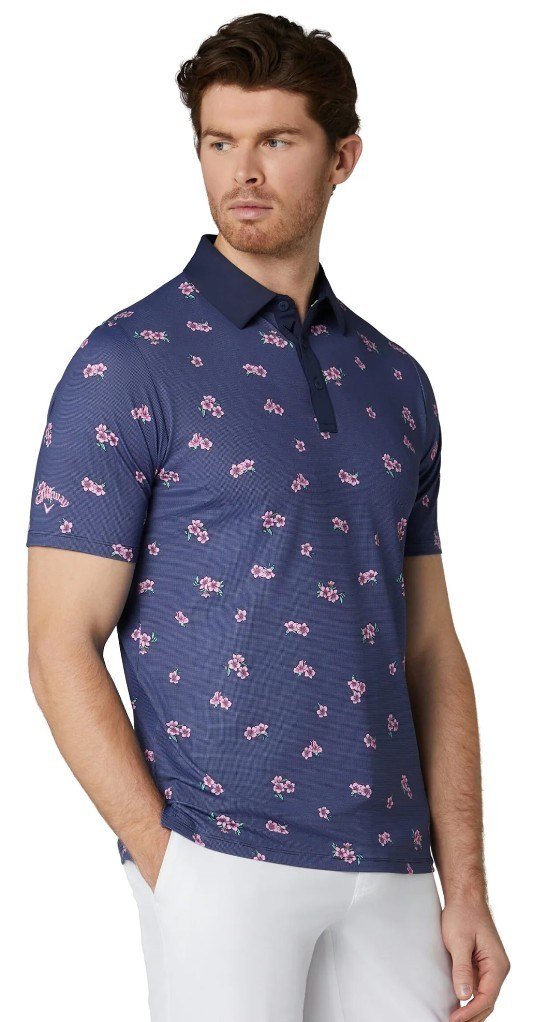 Callaway Azalea Gingham men's polo, peacoat