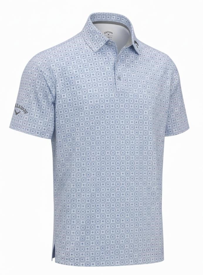 Callaway Foulard Printed men's polo, vista blue