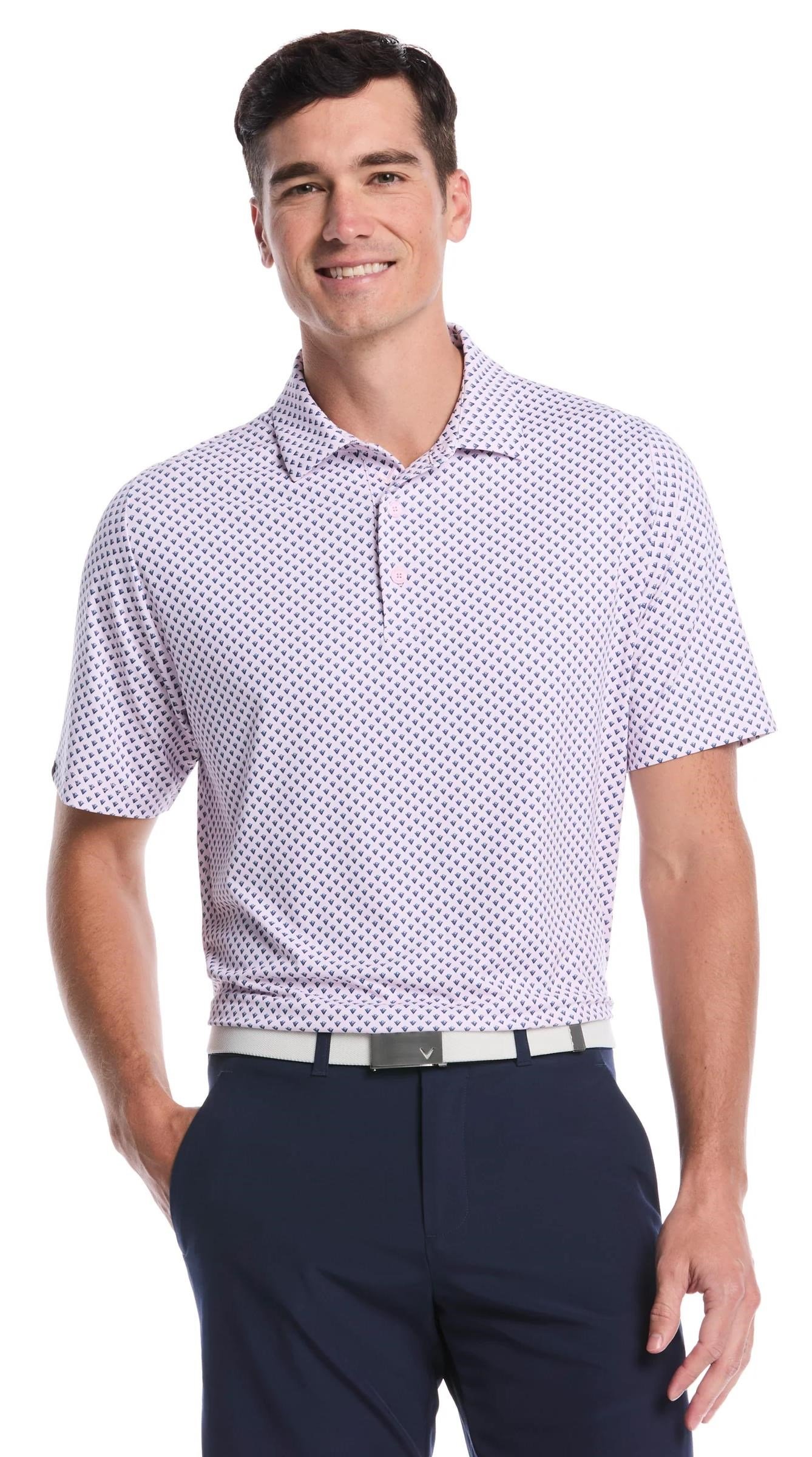 Callaway Trademark Printed men's polo, pink tulle