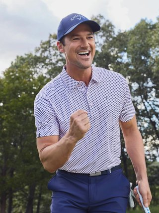 Callaway Trademark Printed men's polo, pink tulle